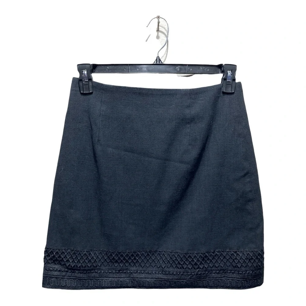 Loft Black Mini Skirt With Lace Trim - Picture 1 of 4